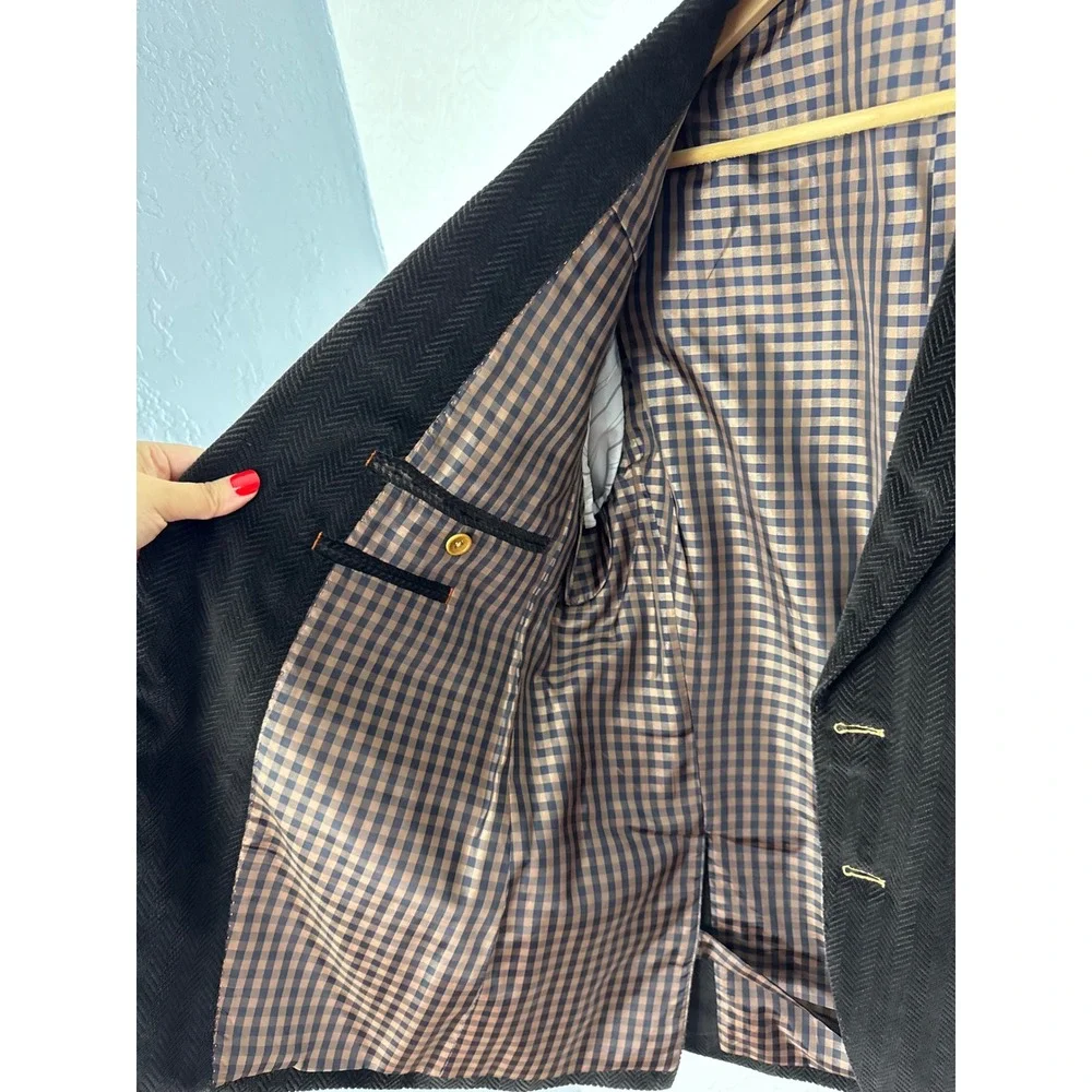 Custom Made Chocolate Brown Wool Sport Coat Suit Jacket Elbow Patches 42 Short